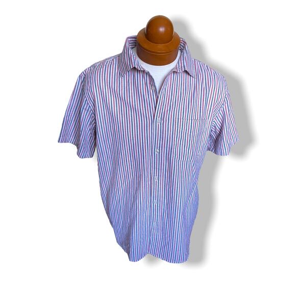 Old Navy Mens Shirt Size L Everyday Short Sleeved Red White Blue Striped NEW - Picture 3 of 6